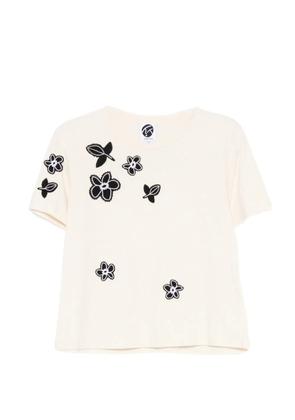 YANYAN KNITS floral-appliqué T-shirt - Neutrals