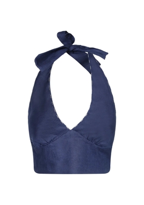 Cala de la Cruz contrast-stitch halterneck top - Blue