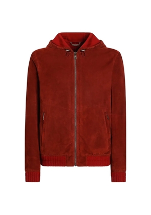 Dolce & Gabbana suede hooded jacket with knit details - Red