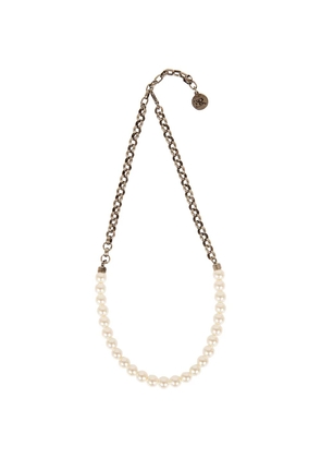 Ermanno Scervino faux pearl-embellished chain-link necklace - Silver