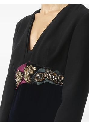 Lanvin crystal-embellished lace-trim dress - Blue