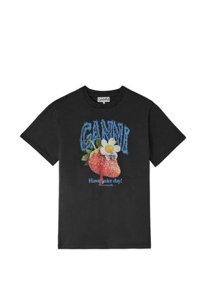 GANNI strawberry-print T-shirt - Black
