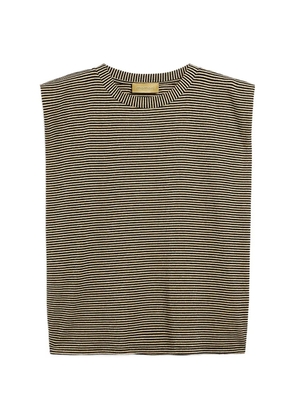 MOMONÌ striped padded-shoulder T-shirt - Brown