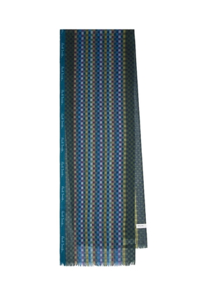 Paul Smith check-pattern wool-silk scarf - Blue