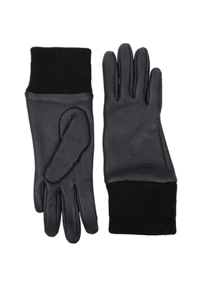 Burberry knitted-cuff leather gloves - Black