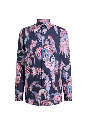 ETRO parrot-print palm-tree shirt - Blue