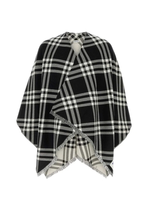 Burberry check-pattern fringed cape - Black