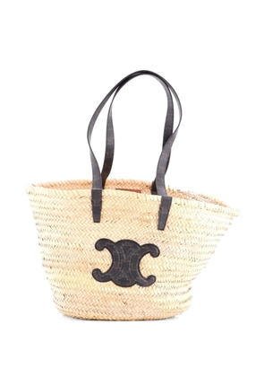 Celine Pre-Owned Triomphe Basket Raffia with Leather Large shoulder bag - Brown