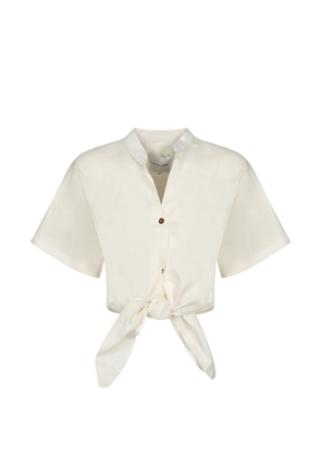 Cala de la Cruz tie-fastening cropped blouse - Neutrals