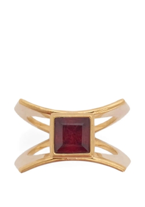 Jil Sander garnet-embellished engraved ring - Gold