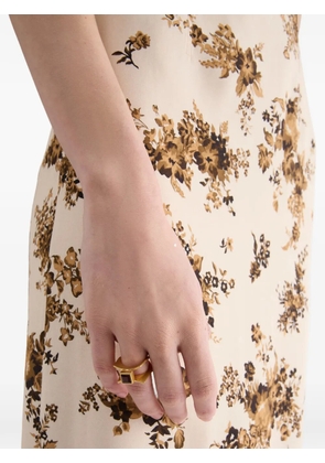 Jil Sander garnet-embellished engraved ring - Gold