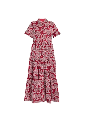 ERDEM floral-embroidered tiered shirt dress