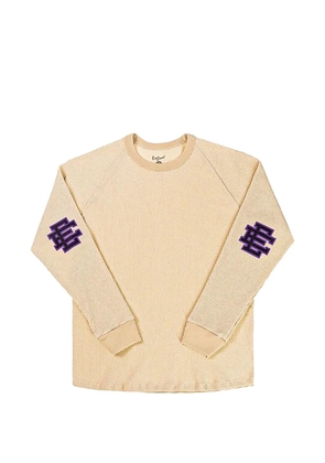 ERIC EMANUEL EE logo-print waffle-knit raglan-sleeve sweatshirt - Neutrals