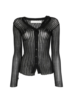 Isabel Benenato sheer ribbed cardigan - Black