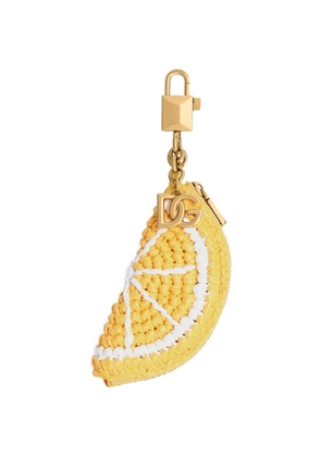 Dolce & Gabbana raffia charm key ring - Yellow