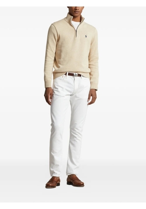 Polo Ralph Lauren quarter-zip embroidered-logo sweater - Neutrals