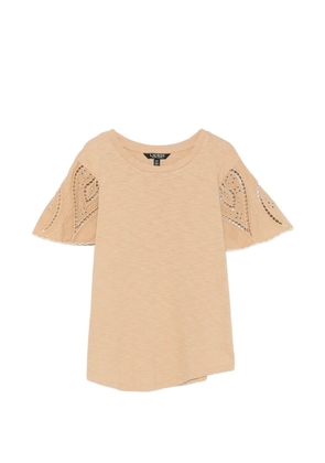 Lauren Ralph Lauren broderie-anglaise flutter-sleeve T-shirt - Neutrals
