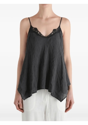 Marc Le Bihan lace-trim handkerchief-hem camisole - Black