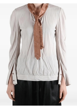 Kiko Kostadinov tie-detail crinkled top - Neutrals