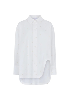 The Attico embroidered asymmetric-hem shirt - White