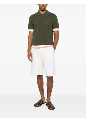 CHÉ stripe-trim pointelle-knit polo shirt - Green