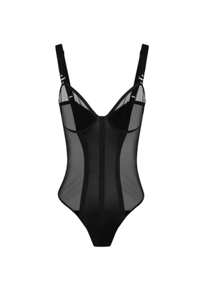 Elisabetta Franchi tulle satin-insert bodysuit - Black