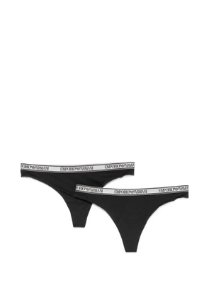 Emporio Armani logo-waistband thongs (set of two) - Black