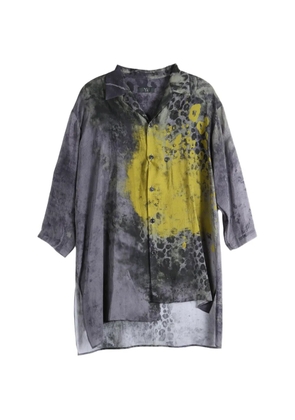 Y's leopard-print asymmetric-hem shirt - Grey