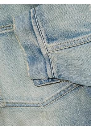 A.PRESSE bleached-effect pleated denim jacket - Blue