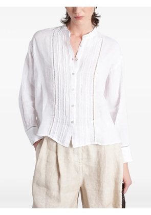 120% Lino pin-tucked open-stitch shirt - White