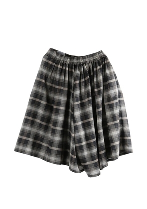 Y's check-pattern elasticated-waistband trousers - Grey