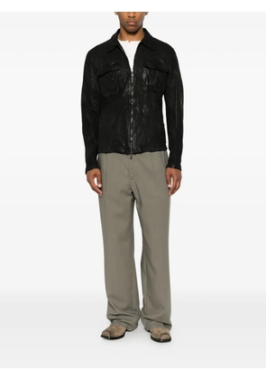 Salvatore Santoro crinkled-finish zip-up jacket - Black