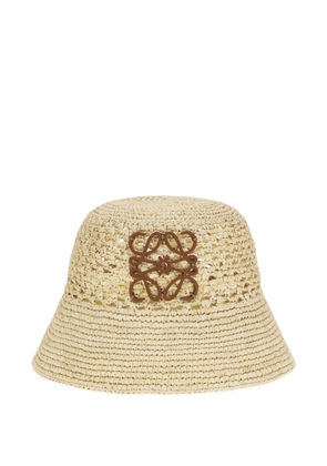 LOEWE Anagram raffia bucket hat - Neutrals