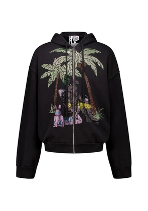 Natasha Zinko rhinestone-embellished zip-up hoodie - Black
