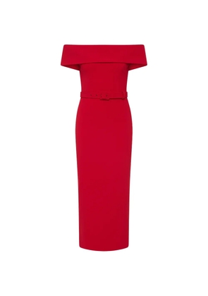 Rebecca Vallance Precious belted off-the-shoulder midi dress - Red