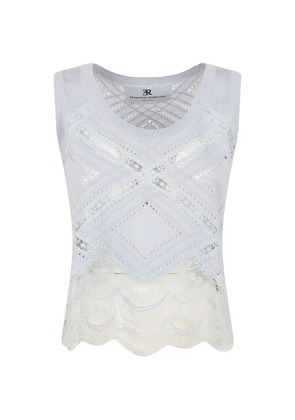 Ermanno Scervino lace-panelled pointelle-knit top - Blue
