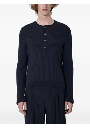 OUR LEGACY Fine Henley ribbed-knit Henley sweater - Black
