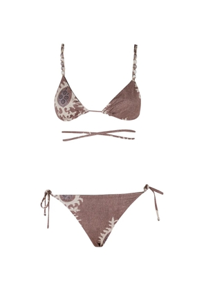 Bazar Deluxe paisley-print beaded-strap bikini - Brown