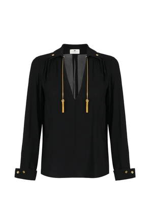 Elisabetta Franchi tassel-embellished double-collar blouse - Black
