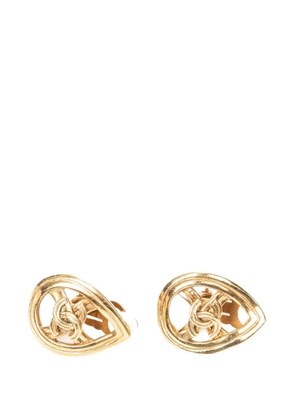 CHANEL Pre-Owned Interlocking CC teardrop earrings - Gold