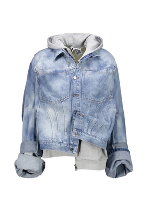 Natasha Zinko multi-layer hooded denim jacket - Blue