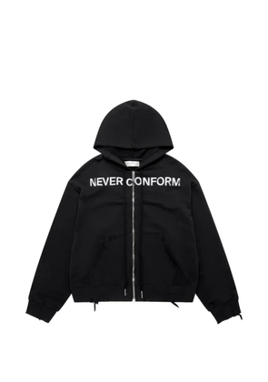 matieres fecales distressed slogan-print hoodie - Black