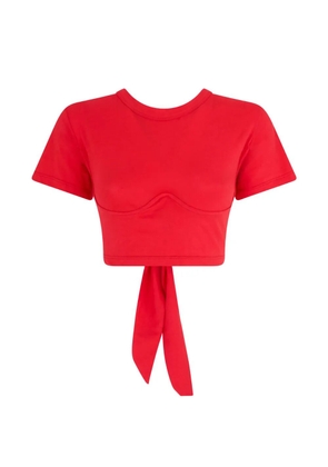 The Attico cut-out tie-fastening T-shirt - Red