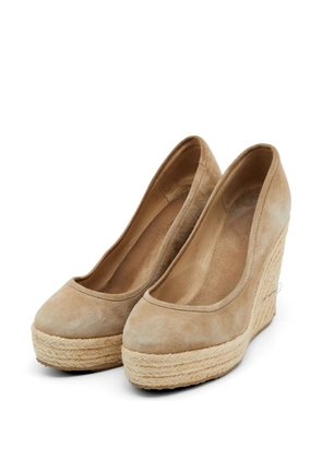Jimmy Choo Pre-Owned 110mm wedge platform pumps - Neutrals