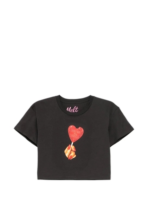 Melt graphic-print cropped T-shirt - Grey