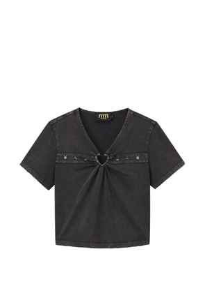 Mini Cream stud-embellished heart-ring cotton T-shirt - Black