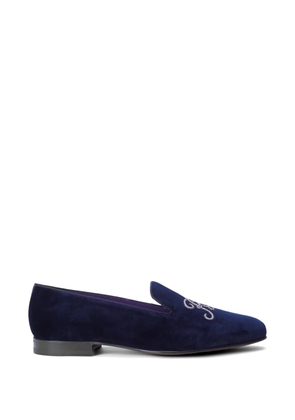 Ralph Lauren Purple Label Alonzo bullion-embroidered velvet loafers - Blue