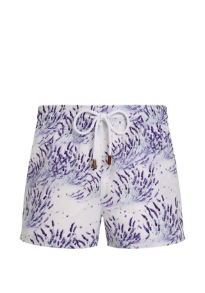 Vilebrequin lavender-print drawstring swim shorts - White