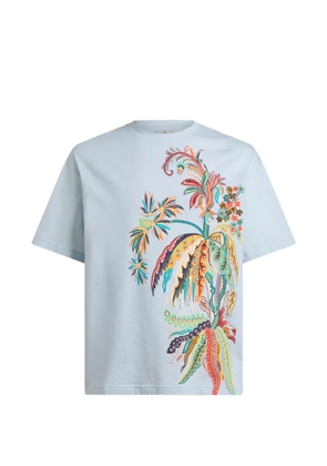 ETRO palm-tree-embroidery T-shirt - Blue
