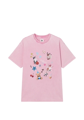b+ab graphic-print bow-detail T-shirt - Pink